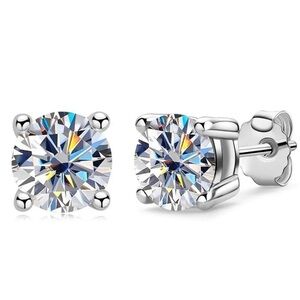 Certified 1ct t.w. Moissanite Basket Stud Earrings NEW